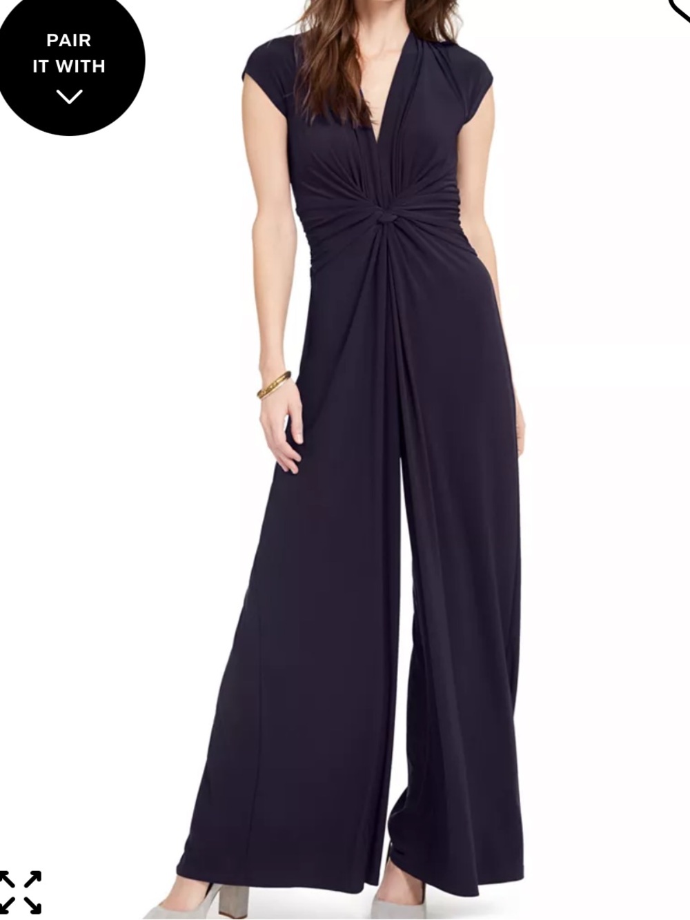 Vince Camuto Black Twist-Front Wide-Leg Jumpsuit
